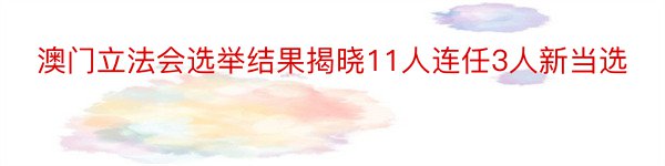 澳门立法会选举结果揭晓11人连任3人新当选