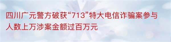 四川广元警方破获“713”特大电信诈骗案参与人数上万涉案金额过百万元