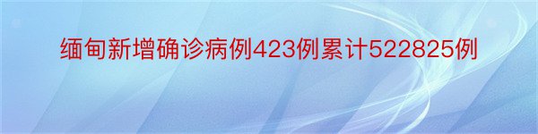 缅甸新增确诊病例423例累计522825例