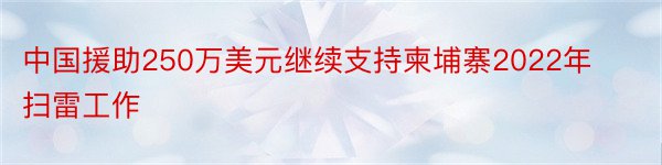 中国援助250万美元继续支持柬埔寨2022年扫雷工作