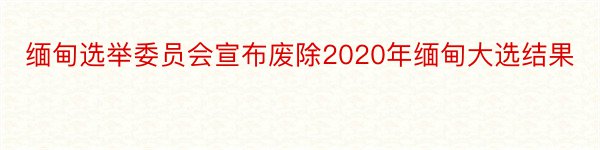 缅甸选举委员会宣布废除2020年缅甸大选结果