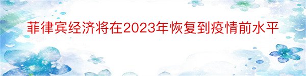 菲律宾经济将在2023年恢复到疫情前水平